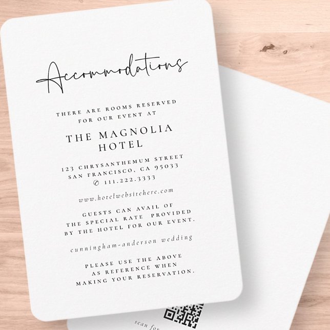 Modern Minimalist Elegant Chic Accommodation Enclosure Card (Creator Uploaded)
