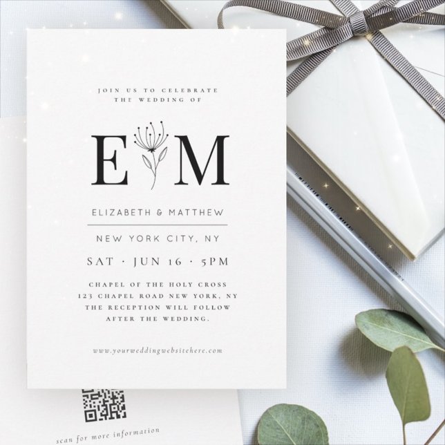 Modern Minimalist Elegant Chic Foliage Wedding Invitation (Creator Uploaded)