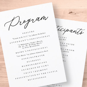 Modern Minimalist Elegant Chic Simple Wedding Program