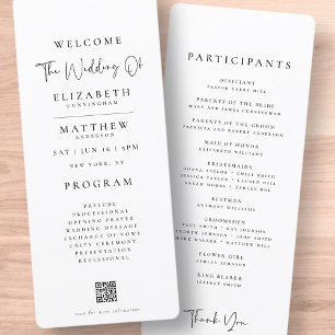 Modern Minimalist Elegant Chic Simple Wedding Program