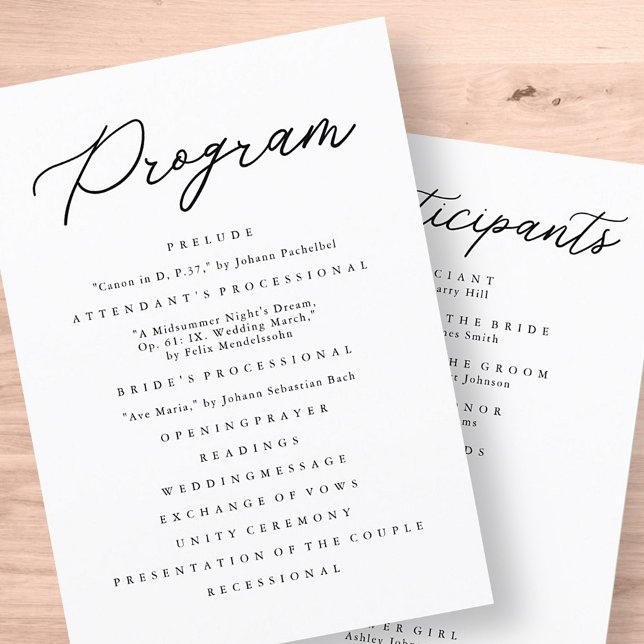 Modern Minimalist Elegant Chic Simple Wedding Program (Creator Uploaded)