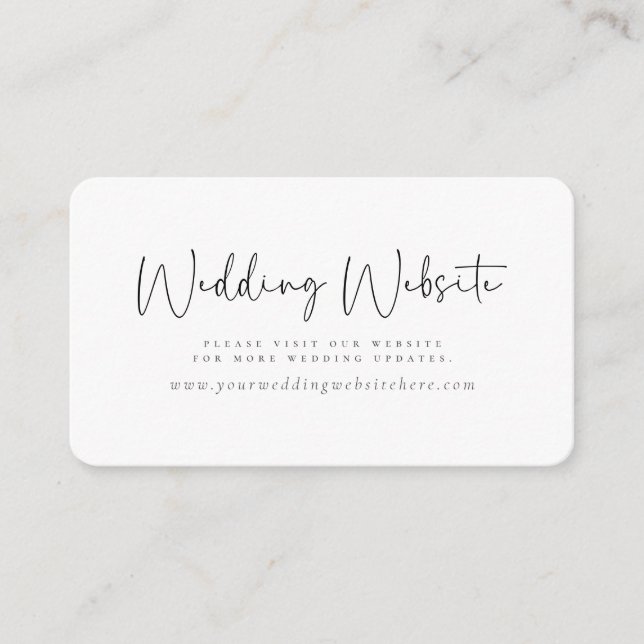 Modern Minimalist Elegant Chic Wedding Website Enclosure Card (Front)