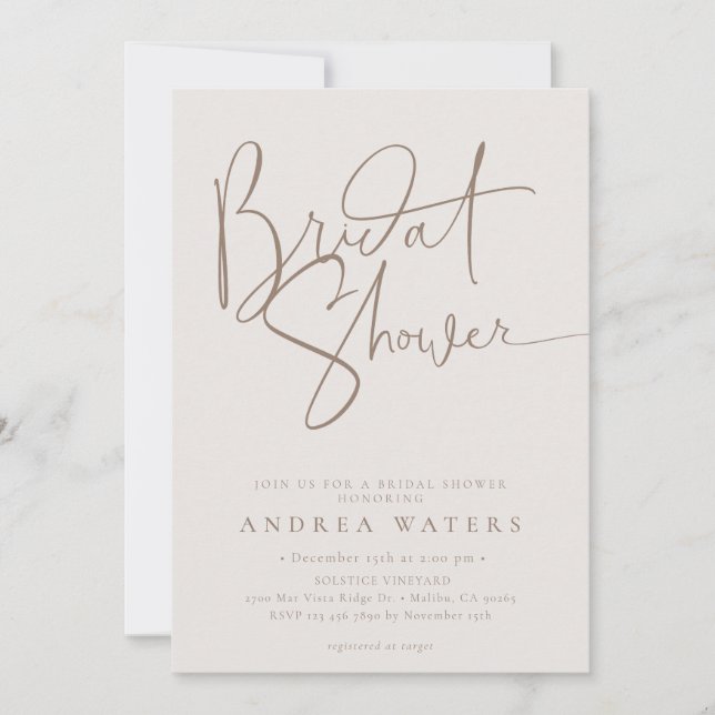 Modern Minimalist Elegant Classic Bridal Shower Invitation (Front)
