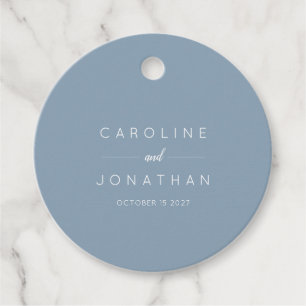 Modern Minimalist Elegant Custom Wedding Blue Favour Tags