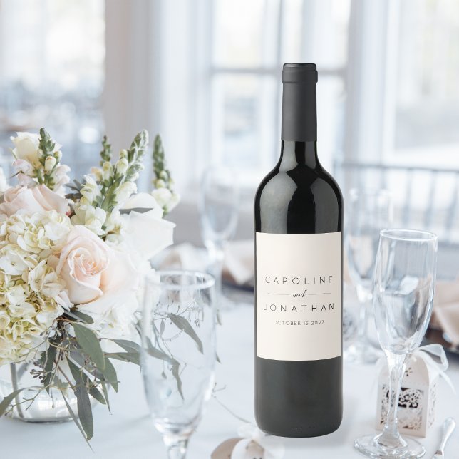 Modern Minimalist Elegant Custom Wedding Ivory Wine Label (Creator Uploaded)