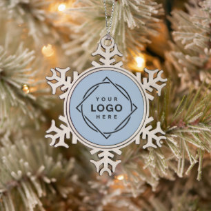 Modern, Minimalist, Elegant & Customisable Snowflake Pewter Christmas Ornament