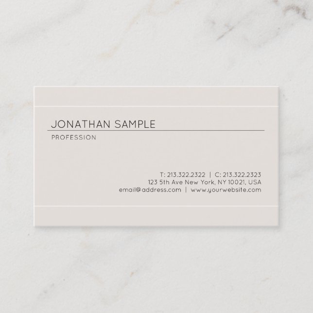 Modern Minimalist Elegant Design Premium Luxury Business Card (Front)