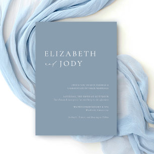 Modern Minimalist Elegant Dusty Blue Wedding Invitation