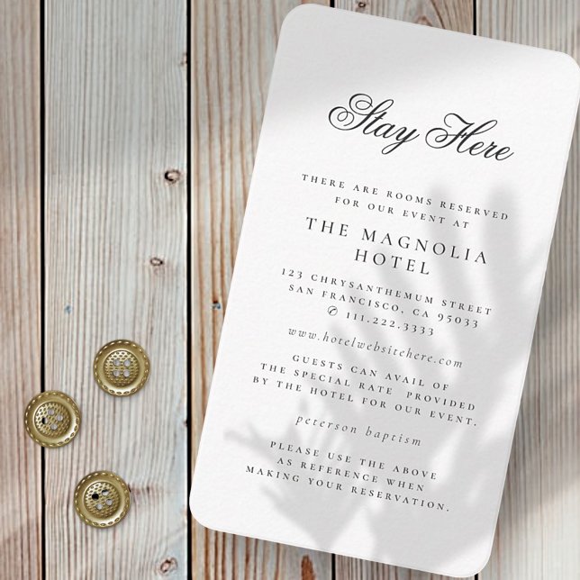 Modern Minimalist Elegant Event Accommodation Enclosure Card (Creator Uploaded)