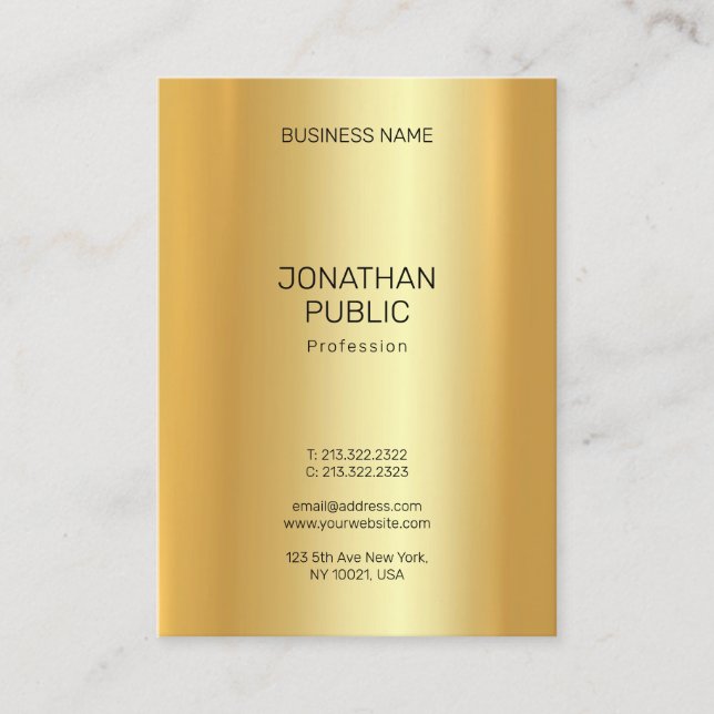 Modern Minimalist Elegant Gold Look Template Business Card (Front)