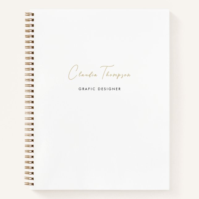 Modern Minimalist & Elegant Gold Script Monogram Notebook (Front)