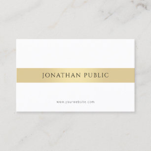 Modern Minimalist Elegant Gold White Professional Business Card