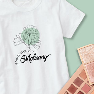 Modern Minimalist Elegant Green Floral Line Art  T-Shirt