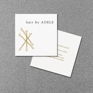 Modern Minimalist Elegant Hair Stylist Square Business Card