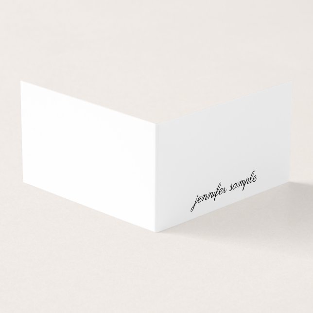 Modern Minimalist Elegant Handwritten Script Clean Business Card (Outside)