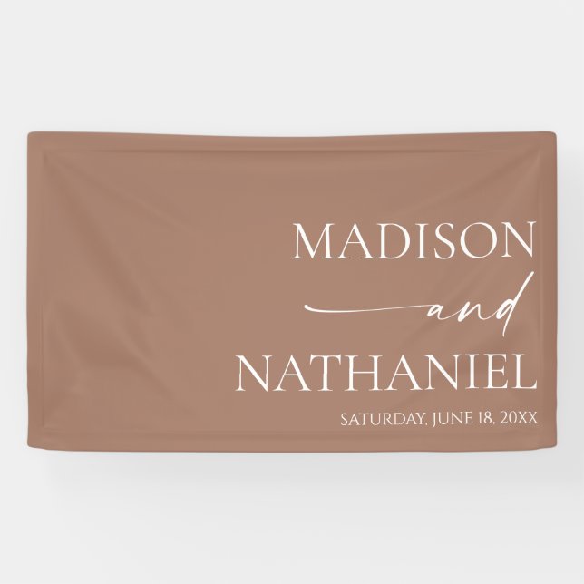 Modern Minimalist Elegant Mocha Mousse Wedding Banner (Horizontal)
