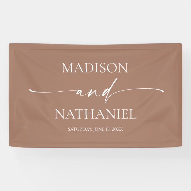 Modern Minimalist Elegant Mocha Mousse Wedding Banner (Horizontal)