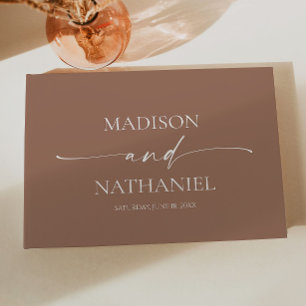 Modern Minimalist Elegant Mocha Mousse Wedding Guest Book