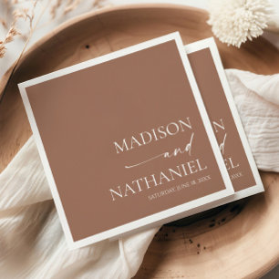 Modern Minimalist Elegant Mocha Mousse Wedding Napkin