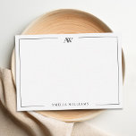 Modern Minimalist Elegant Monogram Card<br><div class="desc">Create your own personalised note cards with elegant minimalist monogram initials in black and white colour.</div>
