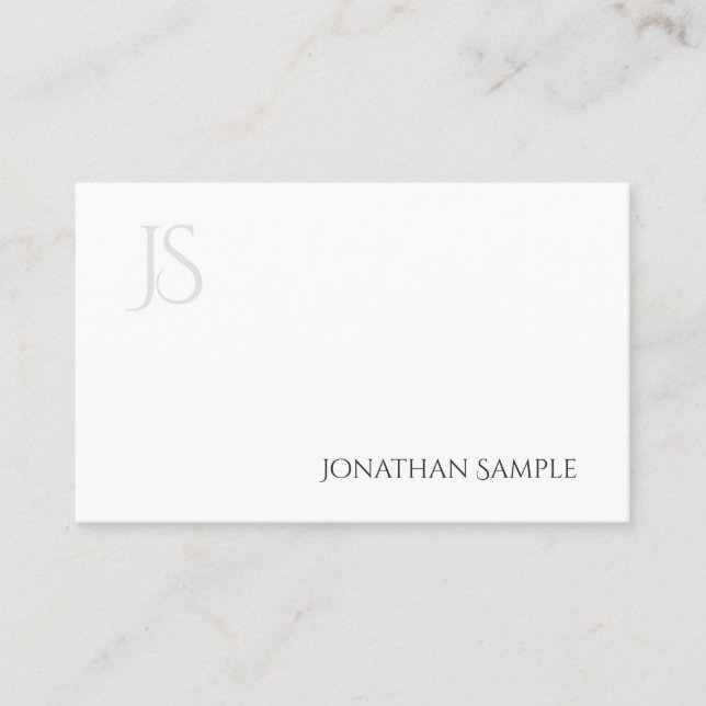 Modern Minimalist Elegant Monogram Simple Plain Business Card (Front)
