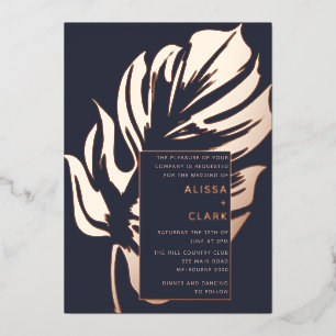 Modern Minimalist Elegant Monstera Leaf Wedding