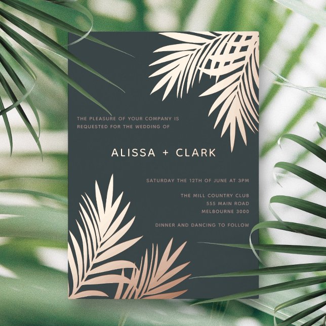 Modern Minimalist Elegant Palm Fronds Wedding Foil (Creator Uploaded)