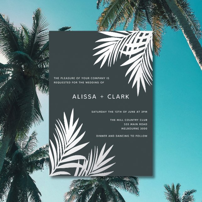 Modern Minimalist Elegant Palm Fronds Wedding Foil (Creator Uploaded)
