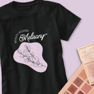 Modern Minimalist Elegant Pink Floral Line Art T-Shirt