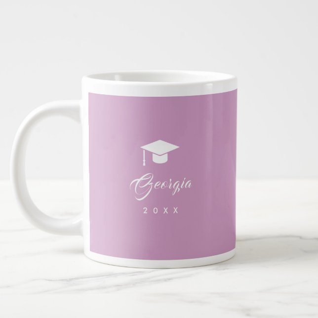Modern Minimalist Elegant Pink Graduation Gift Large Coffee Mug (Left)