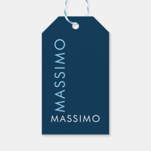 Modern Minimalist Elegant Plain Prussian Blue Name Gift Tags