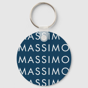 Modern Minimalist Elegant Plain Prussian Blue Name Key Ring