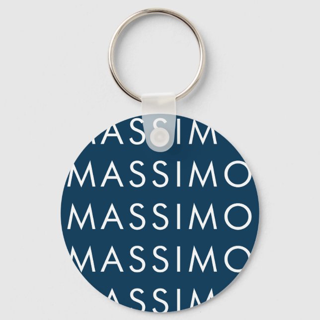 Modern Minimalist Elegant Plain Prussian Blue Name Key Ring (Front)