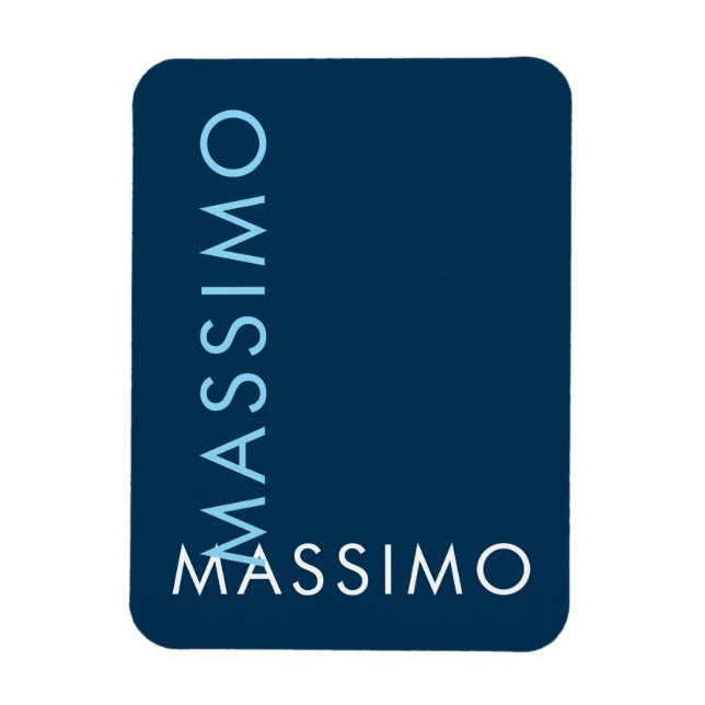 Modern Minimalist Elegant Plain Prussian Blue Name Magnet (Vertical)