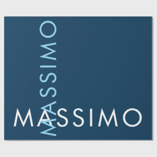 Modern Minimalist Elegant Plain Prussian Blue Name Wrapping Paper