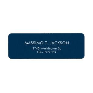 Modern Minimalist Elegant Plain Prussian Blue Return Address Label
