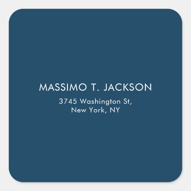 Modern Minimalist Elegant Plain Prussian Blue Square Sticker (Front)