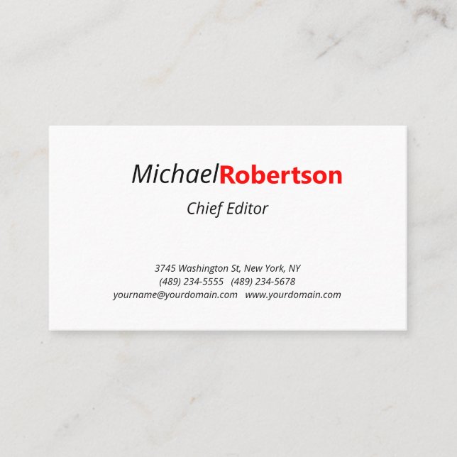 Modern Minimalist Elegant Professional Business Card (Front)
