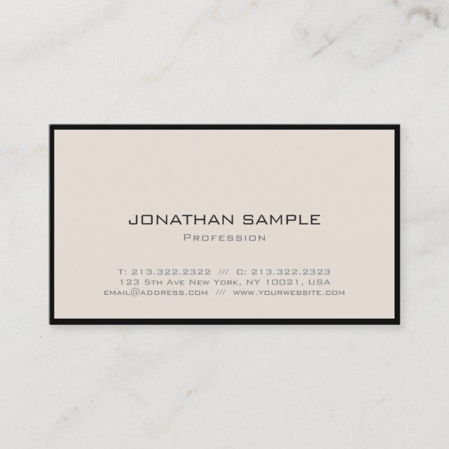 Modern Minimalist Elegant Professional Chic Plain Business Card (Front)