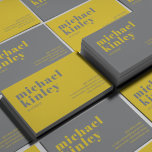 Modern minimalist elegant professional networking business card<br><div class="desc">Simple elegant typography plain and illuminating yellow ultimate grey trendy networking business card. Suitable for a teacher,  writer,  designer,  photographer,  consultant,  makeup artist,  hairstylist,  or any other independent profession.</div>