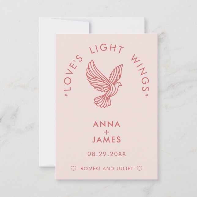 Modern Minimalist Elegant Romeo and Juliet Wedding Thank You Card (Front)