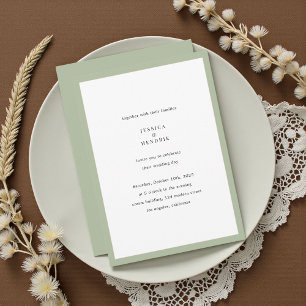 Modern Minimalist Elegant Sage Green Wedding Invitation