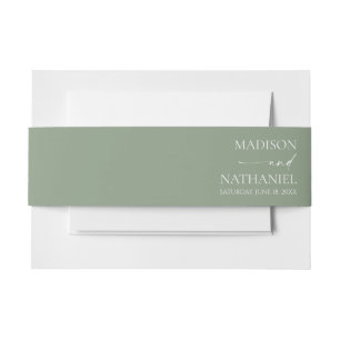 Modern Minimalist Elegant Sage Green Wedding Invitation Belly Band