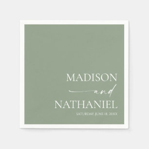 Modern Minimalist Elegant Sage Green Wedding Napkin