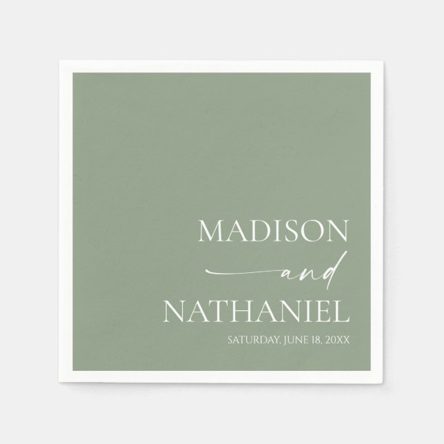 Modern Minimalist Elegant Sage Green Wedding Napkin (Front)