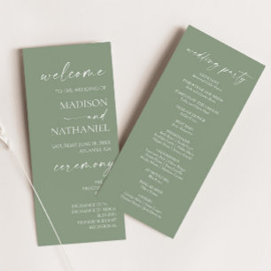 Modern Minimalist Elegant Sage Green Wedding Program