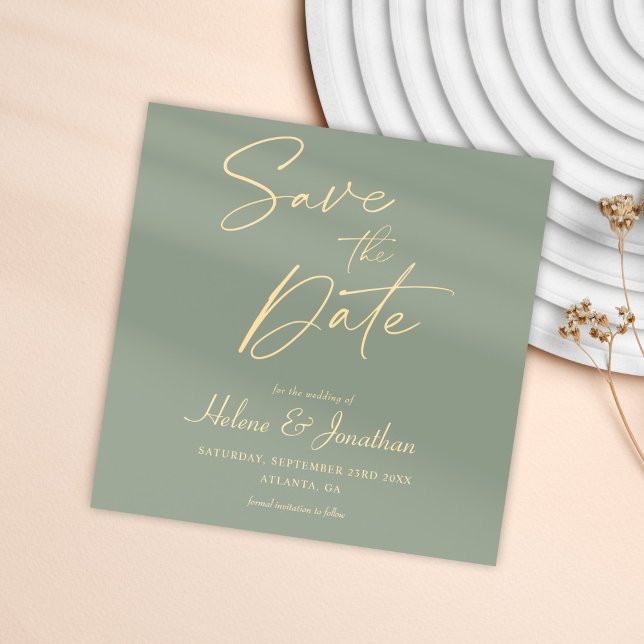 Modern Minimalist Elegant Sage Green Wedding Save The Date (Modern Minimalist Elegant Sage Green Wedding Save The Date)
