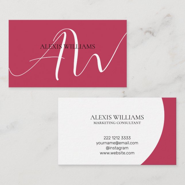 Modern Minimalist Elegant Script Professional Business Card (Front/Back)
