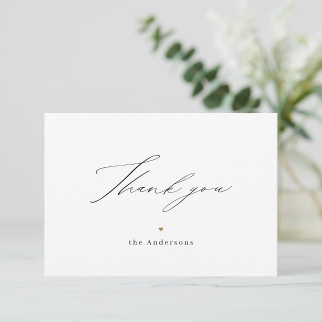 Modern minimalist elegant script thank you card (Standing Front)
