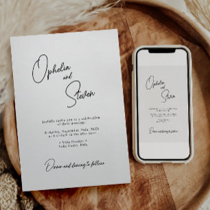 Modern Minimalist Elegant Script Wedding Invitation